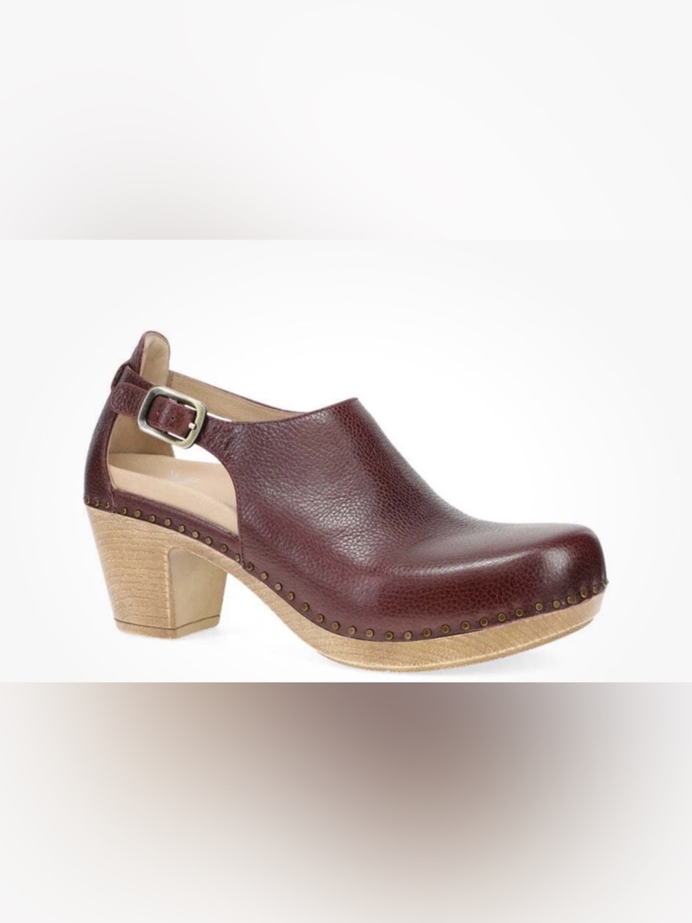 Dansko Sassy Cordovan Milled Burgundy Leather Slingback Clogs